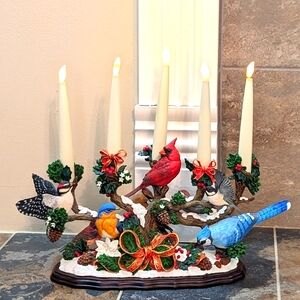 Danbury Mint Winter Perch Wild Bird Light Up Candelabra Centerpiece